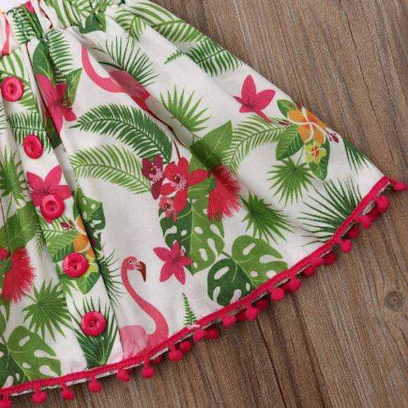 Flamingo Shirt Suspender Skirt Outfit Set - Picture 5 of 6